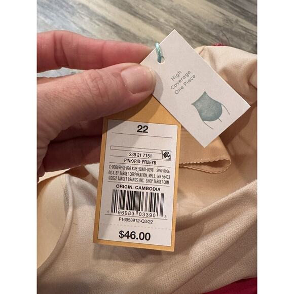 Kona Sol Swimsuit One Piece Ruffle Strap One Shoulder Hot Pink Size 22 Plus - Picture 6 of 8